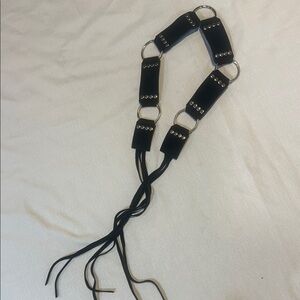 New York & Company Black Belt with Silver Rings